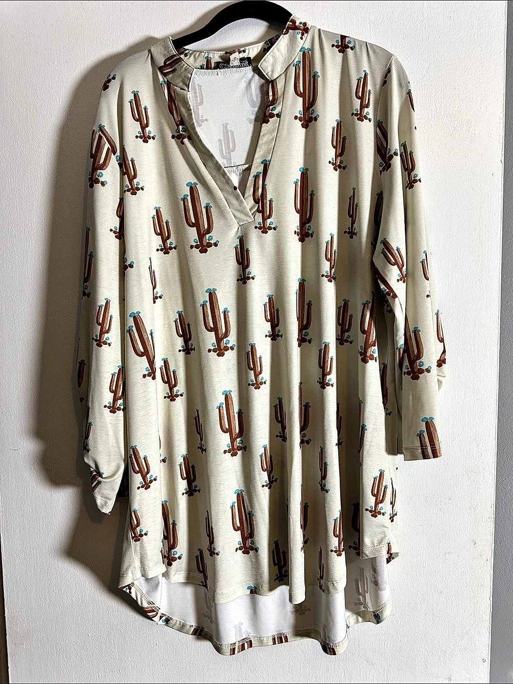 Cowgirl Hardware Cactus Print Tunic XXL Like New